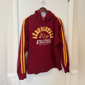 Vintage Y2K Aeropostale Athletics Track Hoodie Striped Sleeve Hoodie Large